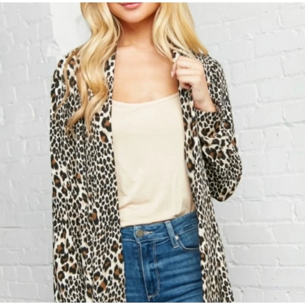 1 LEFT! Taupe Animal Print Cardigan - Picture 4 of 5